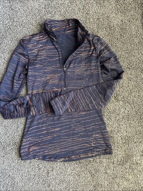 Nike Navy Quarter-Zip Pullover with Copper Stripe Pattern